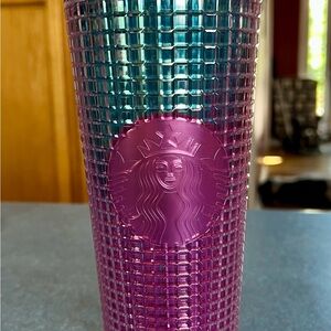 Starbucks Blue and Pink Textured Tumbler. 24 oz w/straw